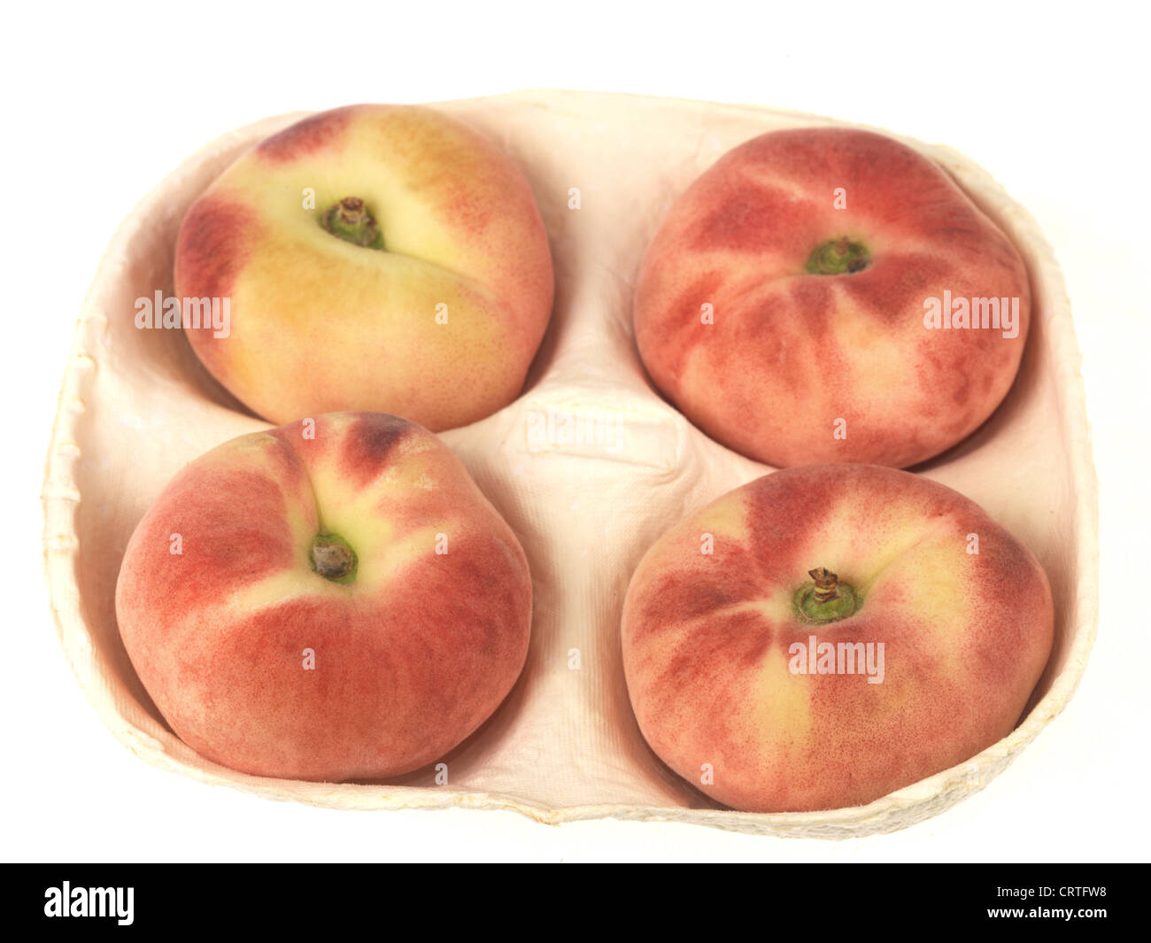 Carne bianca pesche piatte Foto Stock