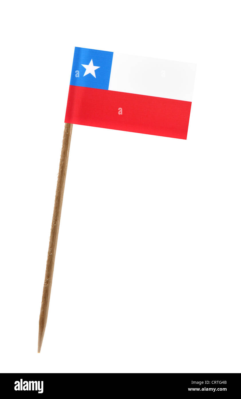 Dente pick wit una piccola bandiera di carta del Cile Foto Stock