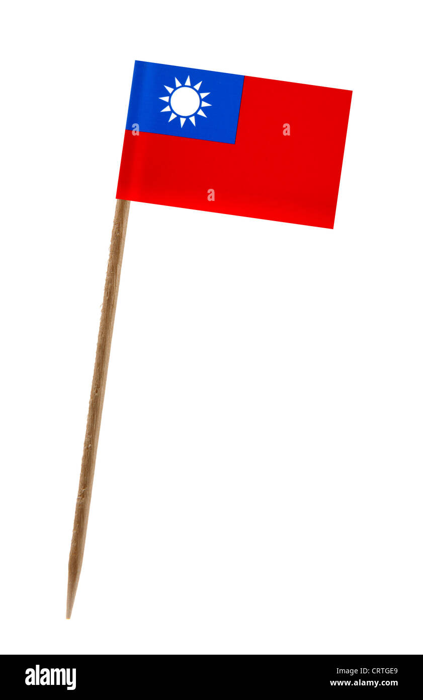Dente pick wit una piccola carta bandiera di Taiwan Foto Stock