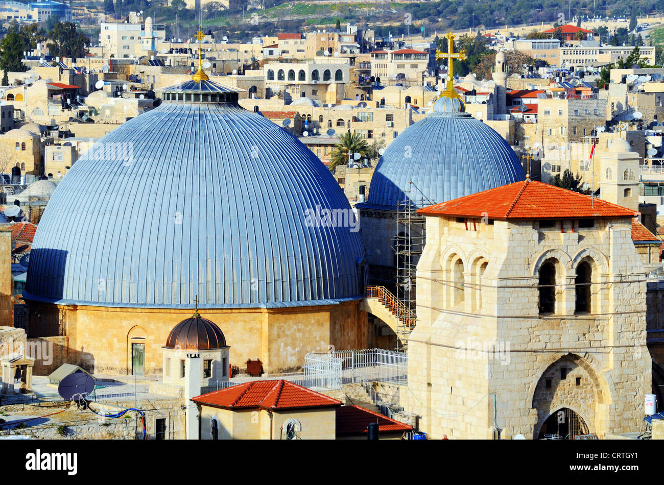 Cupola dome della chiesa del Santo Sepolcro a Gerusalemme, Israele Foto Stock