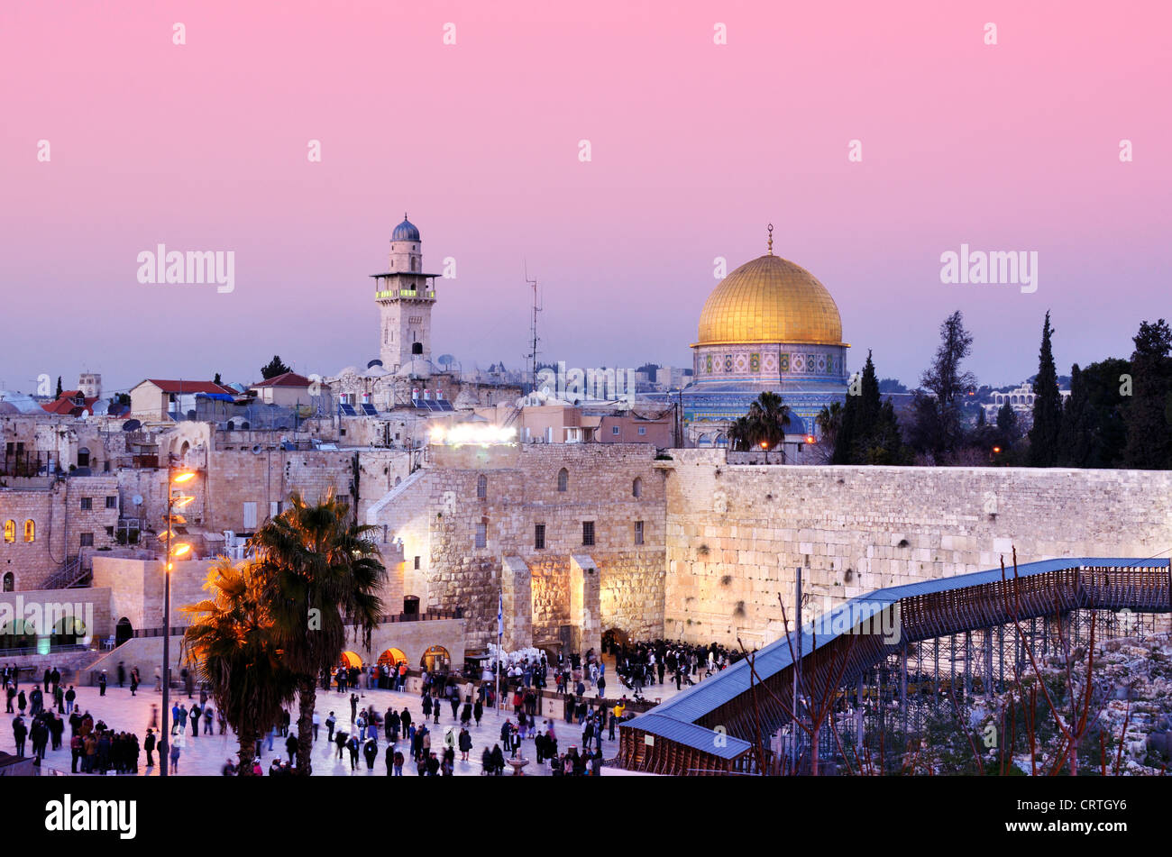 Il Duomo della Roccia e il Muro Occidentale di Gerusalemme, Israele Foto Stock