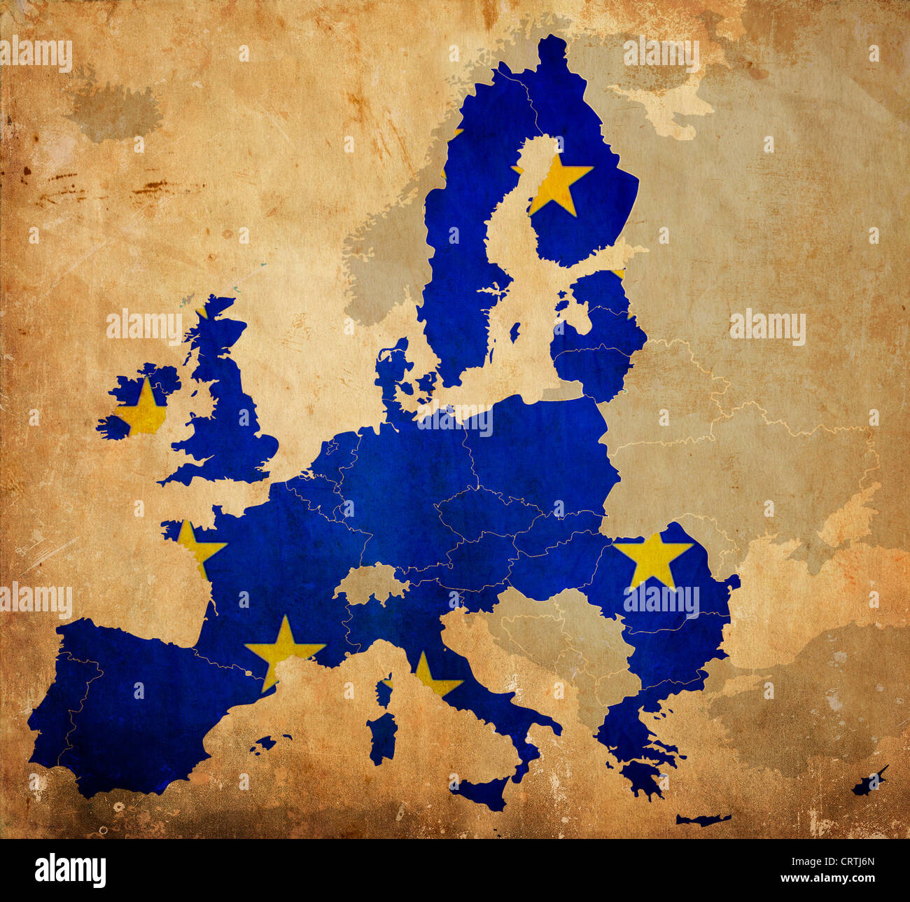 Mappa di paesi dell' Unione europea sulla carta vintage Foto stock - Alamy