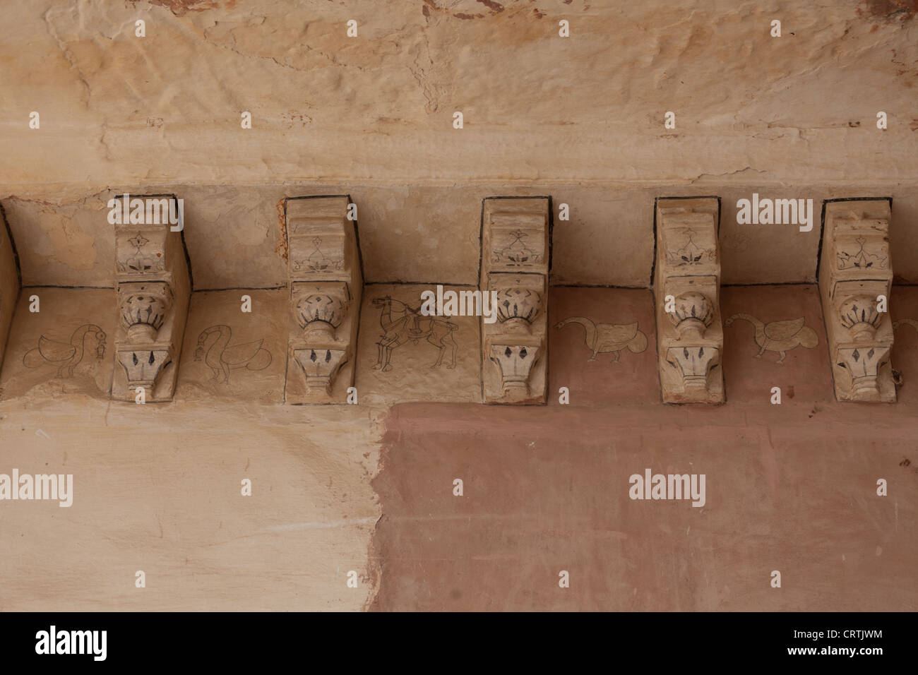 Scultura originale al di fuori dell'Ambra Palace Rajasthan in India Foto Stock