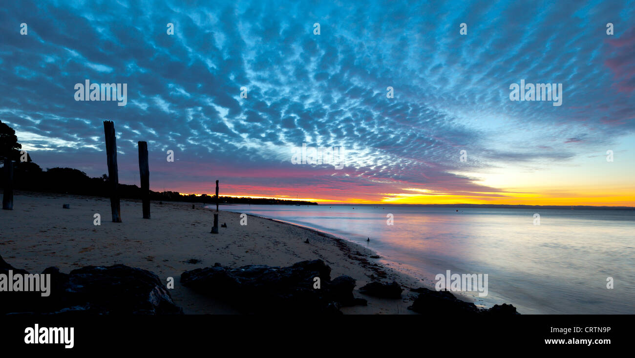 Tramonto a Cowes beach Phillip Island Victoria Australia Foto Stock