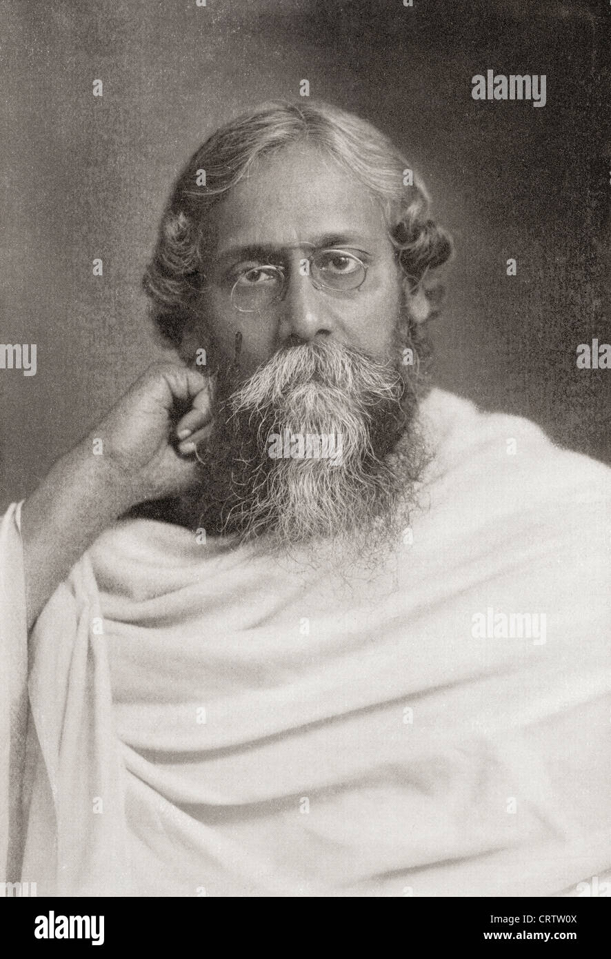 Rabindranath Tagore, 1861 - 1941, sobriquet Gurudev. Polymath bengalese. Il vincitore del Premio Nobel per la letteratura. Foto Stock