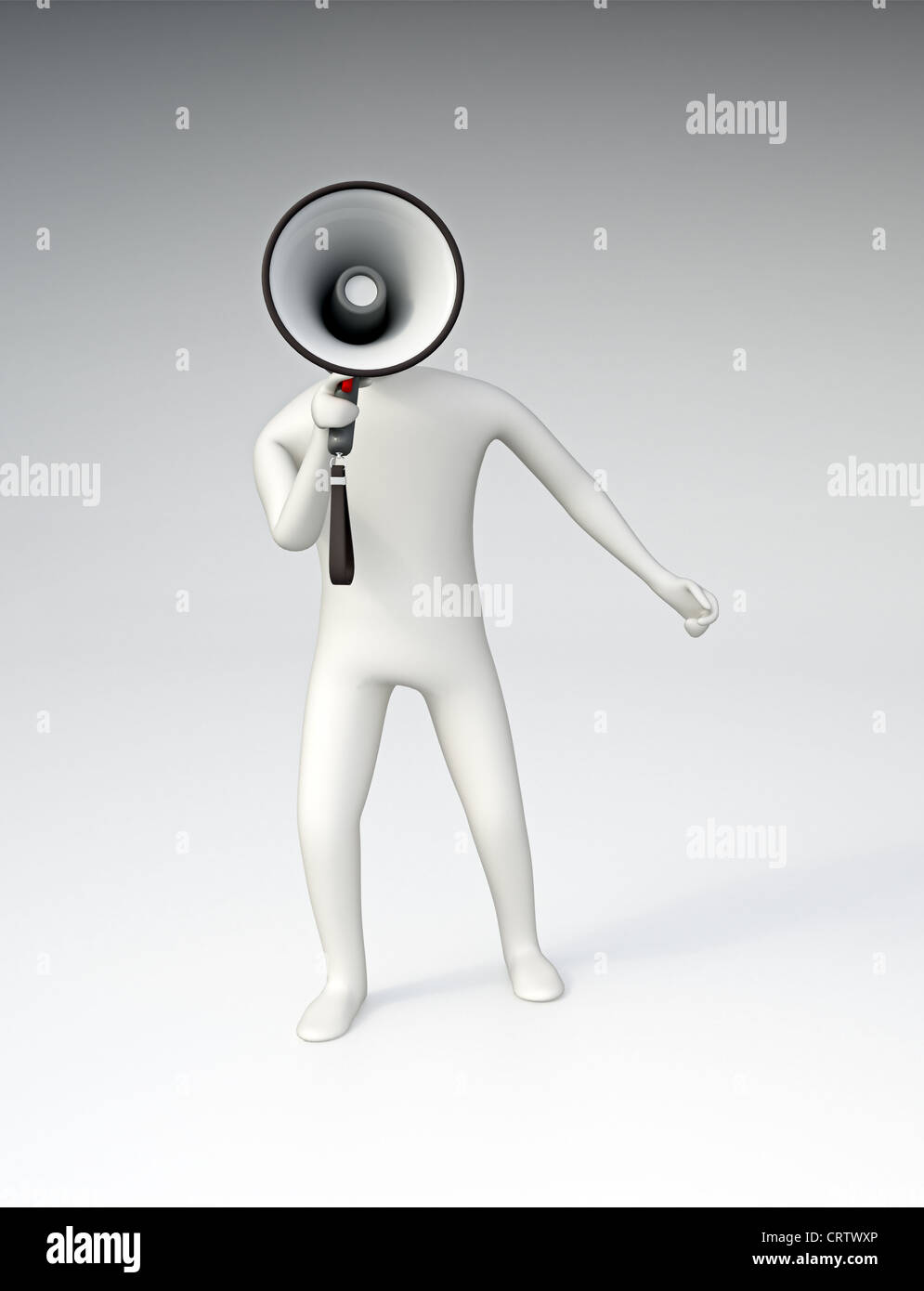CG carattere con un megafono Foto Stock