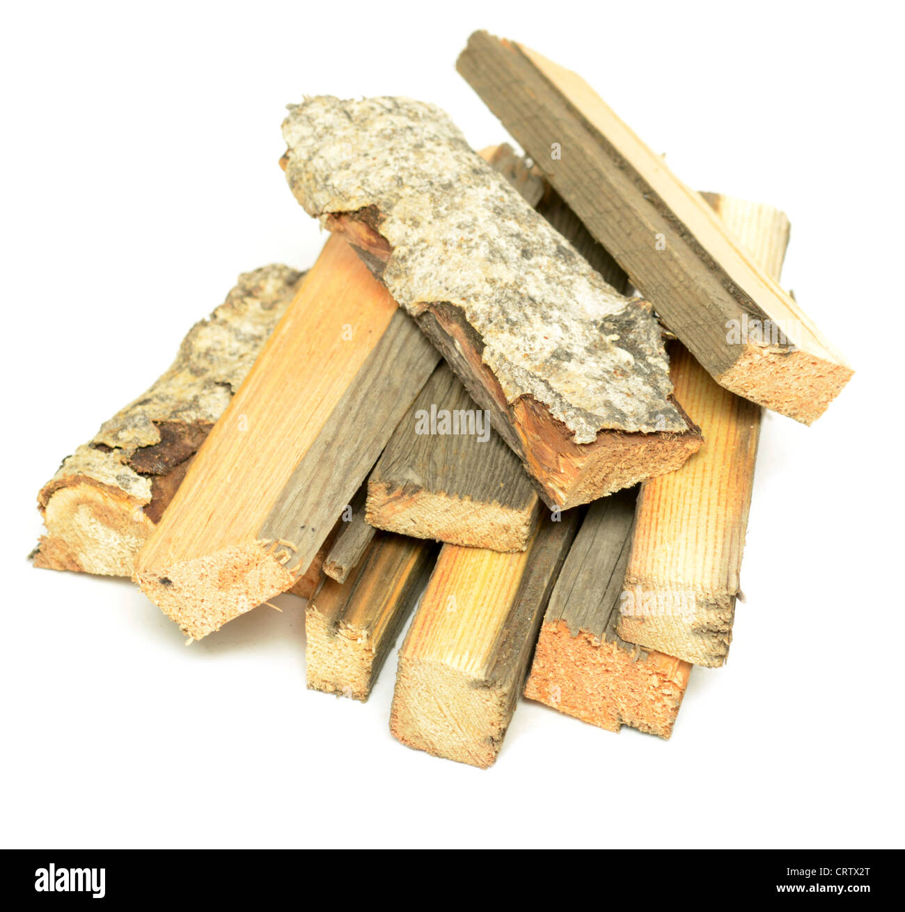 Catasta di legna da ardere su bianco Foto Stock