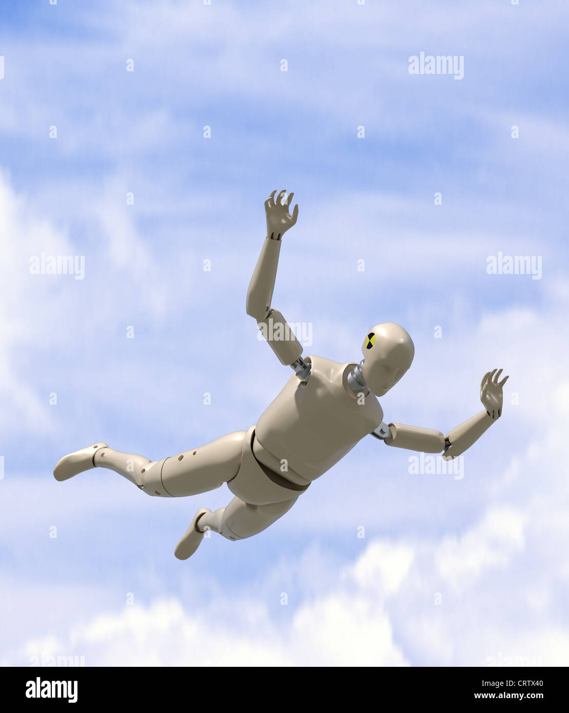 Crash manichino di prova va sky diving. Foto Stock