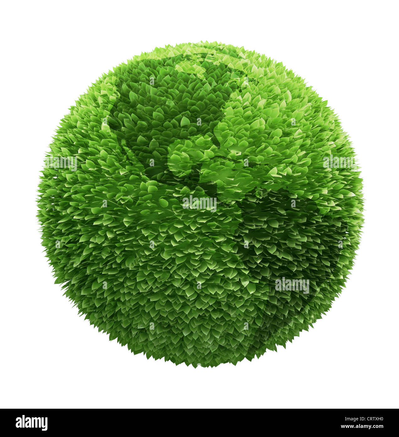 Globo terrestre coperto con foglie con contorni dei continenti Foto Stock