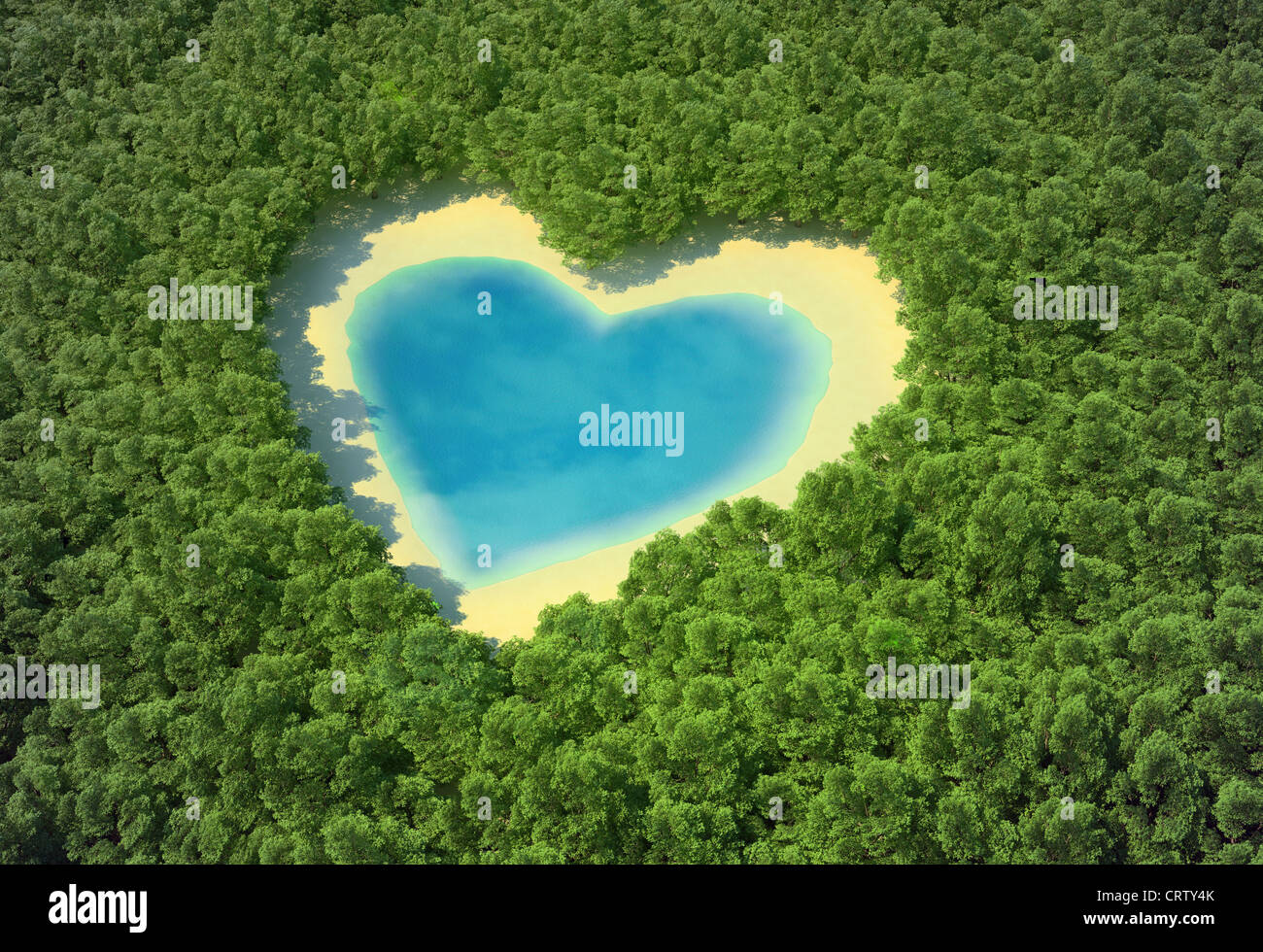 A forma di cuore stagno in una foresta tropicale Foto Stock