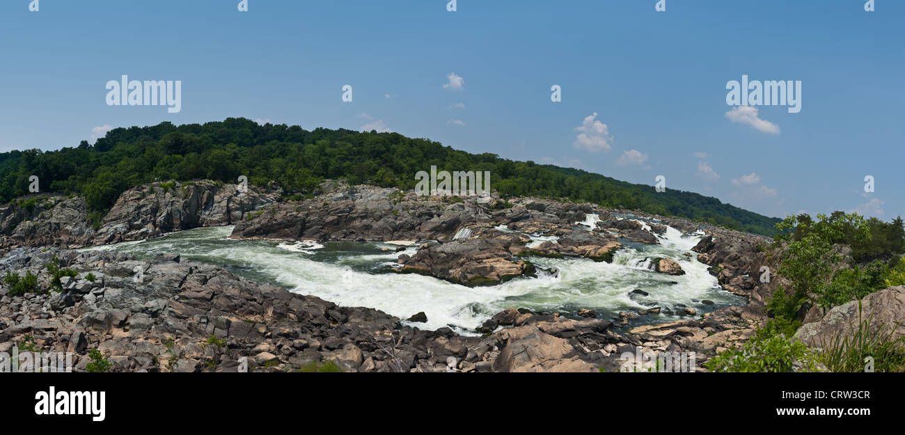 Il fiume Potomac a Great Falls, confine tra Maryland e Virginia Foto Stock