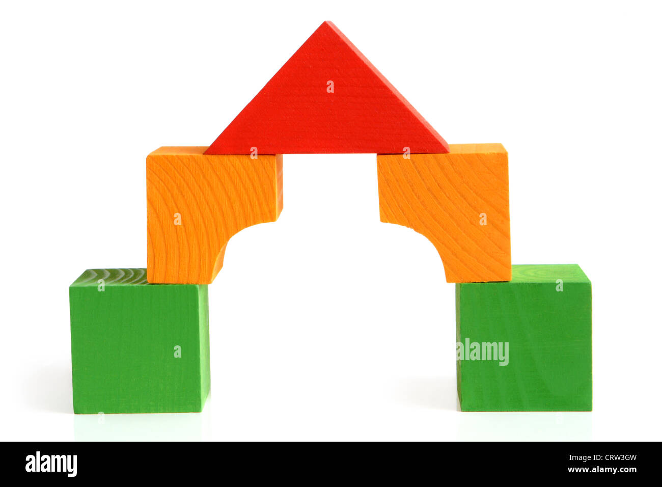 Casa fatta da bambini edificio in legno blocchi Foto Stock