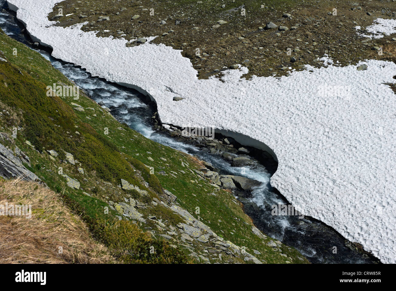 Un torrente vicino al Bellacomba Laghi, Valle d'Aosta, Italia Foto Stock