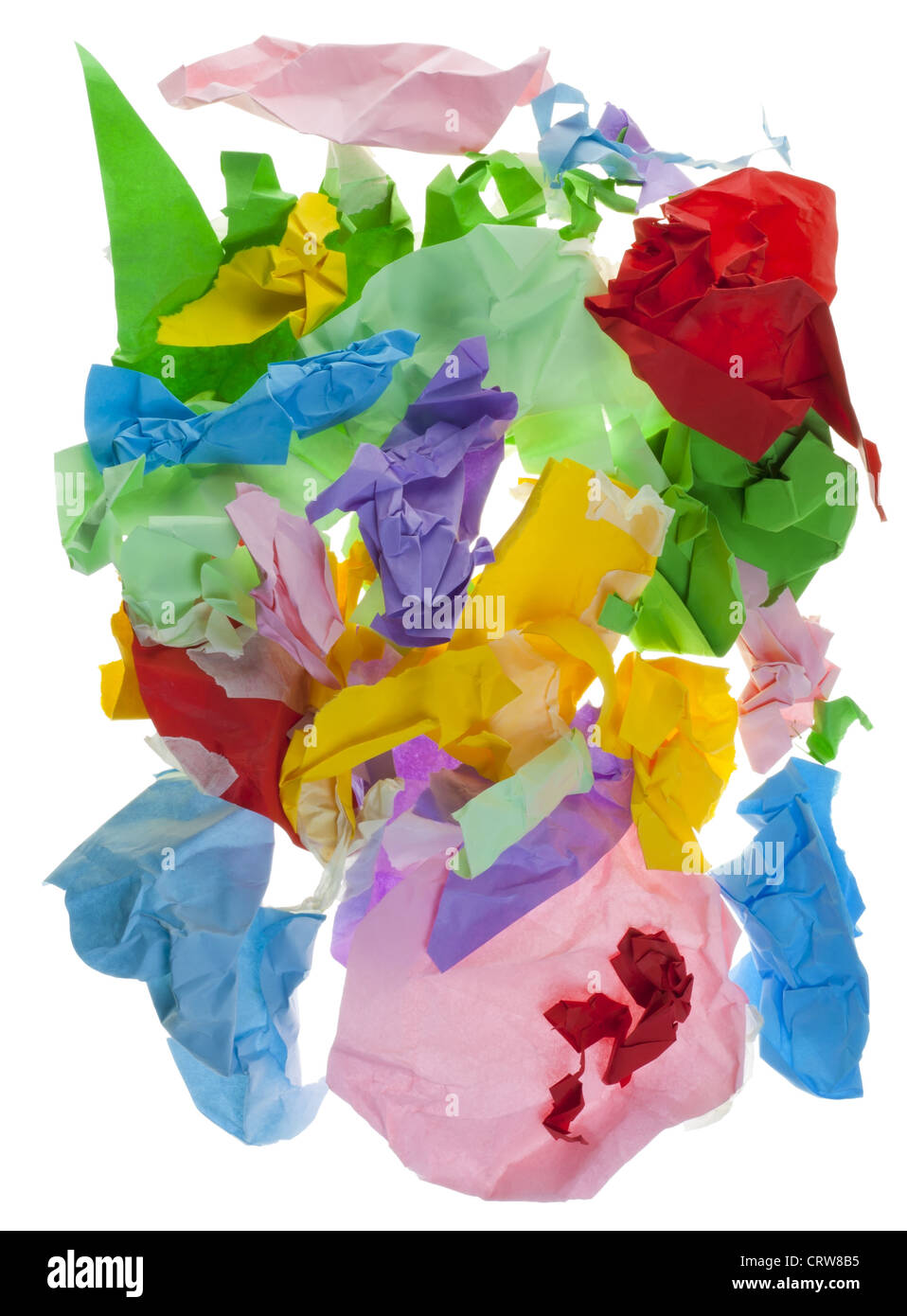 La spiegazzata isolata carta colori Foto Stock