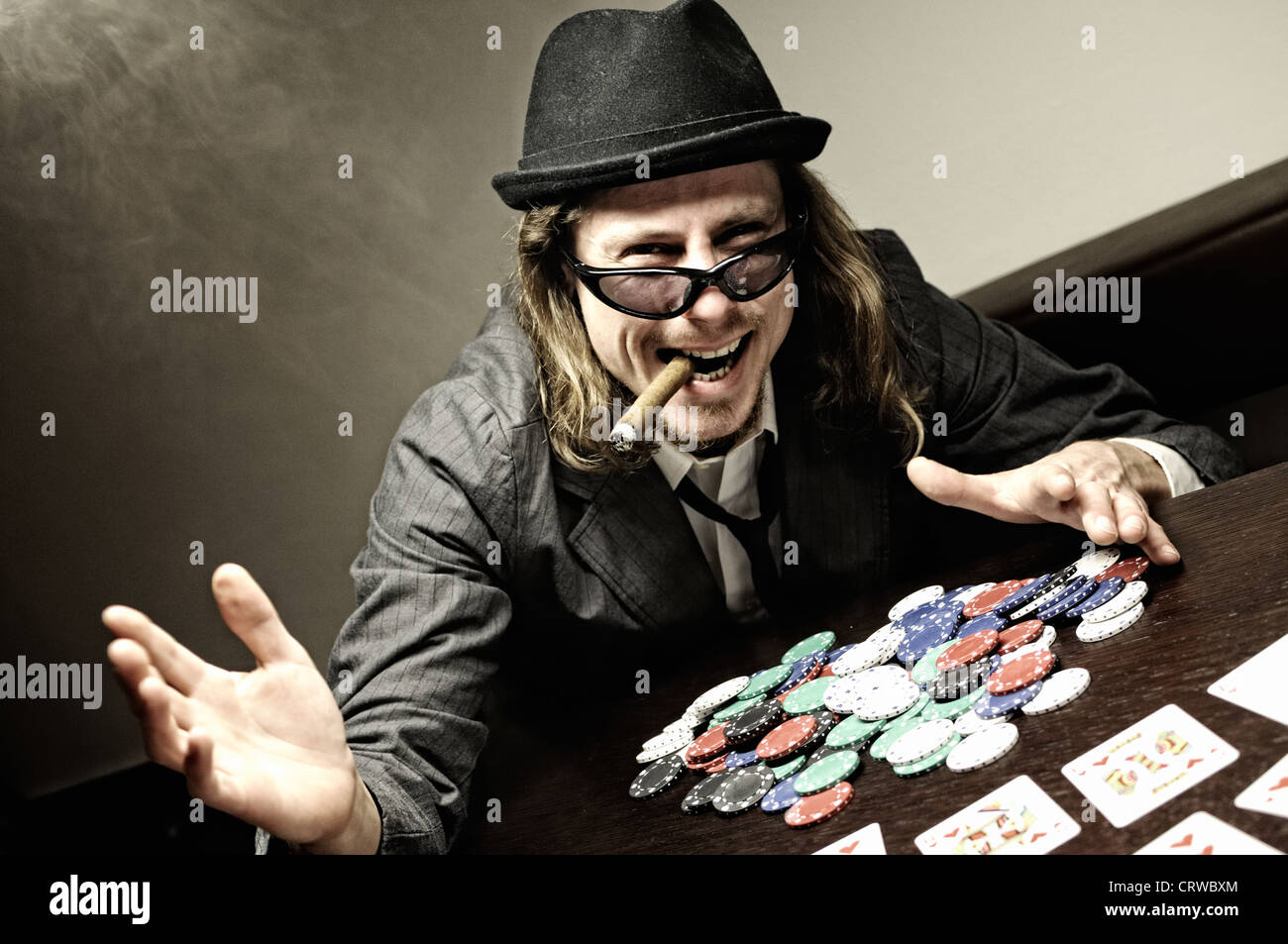 Giocatore di poker Foto Stock