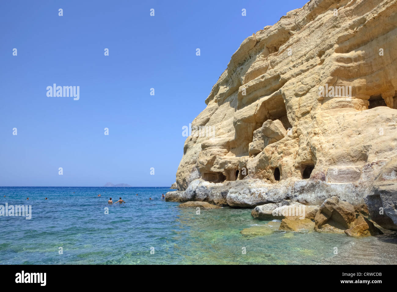 Grotte di Matala, Pitsidia, Creta, Grecia Foto Stock