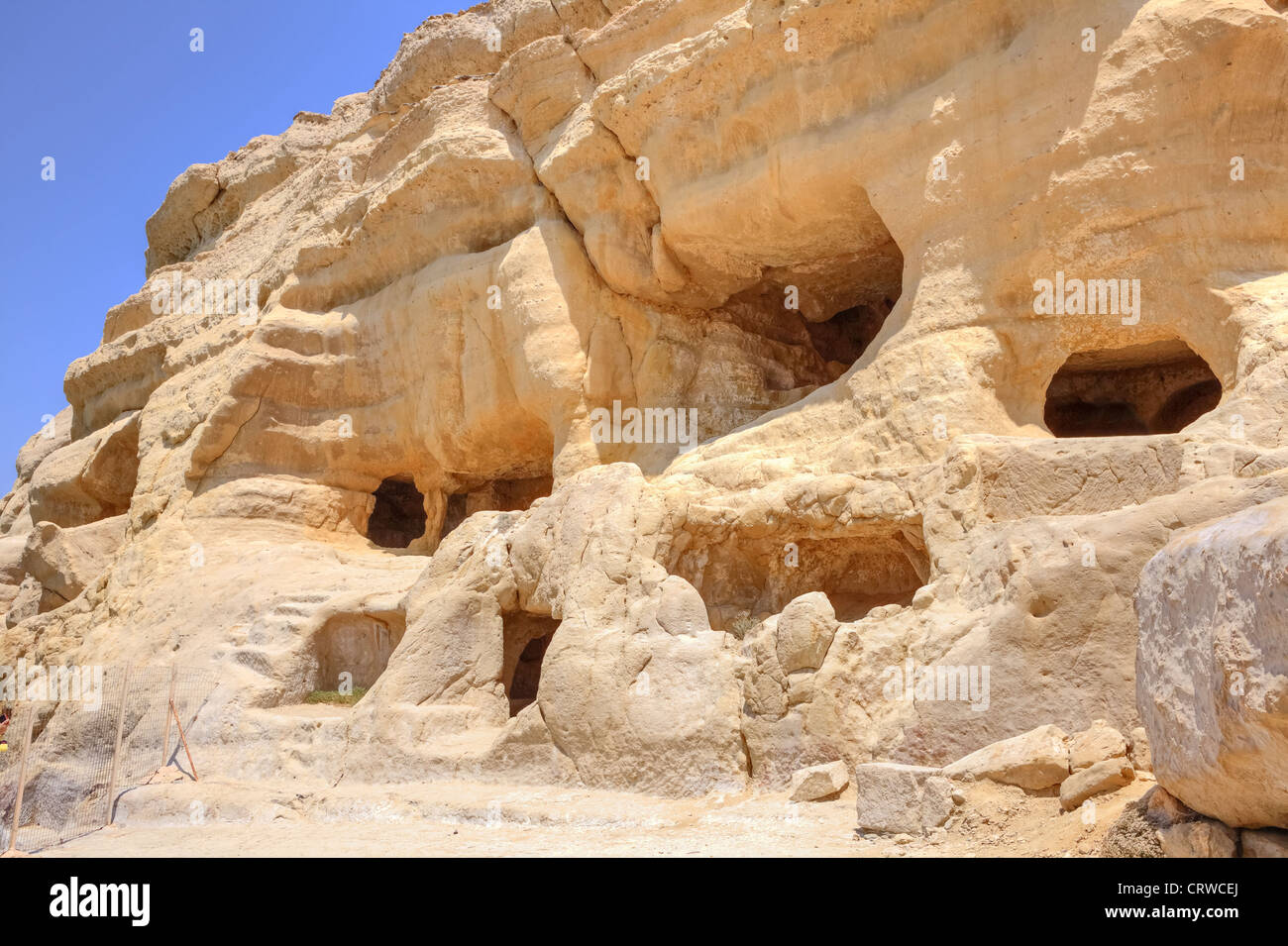 Grotte di Matala, Pitsidia, Creta, Grecia Foto Stock