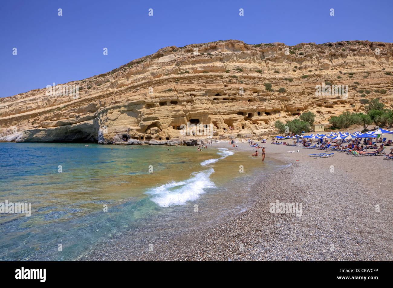 Grotte di Matala, Pitsidia, Creta, Grecia Foto Stock