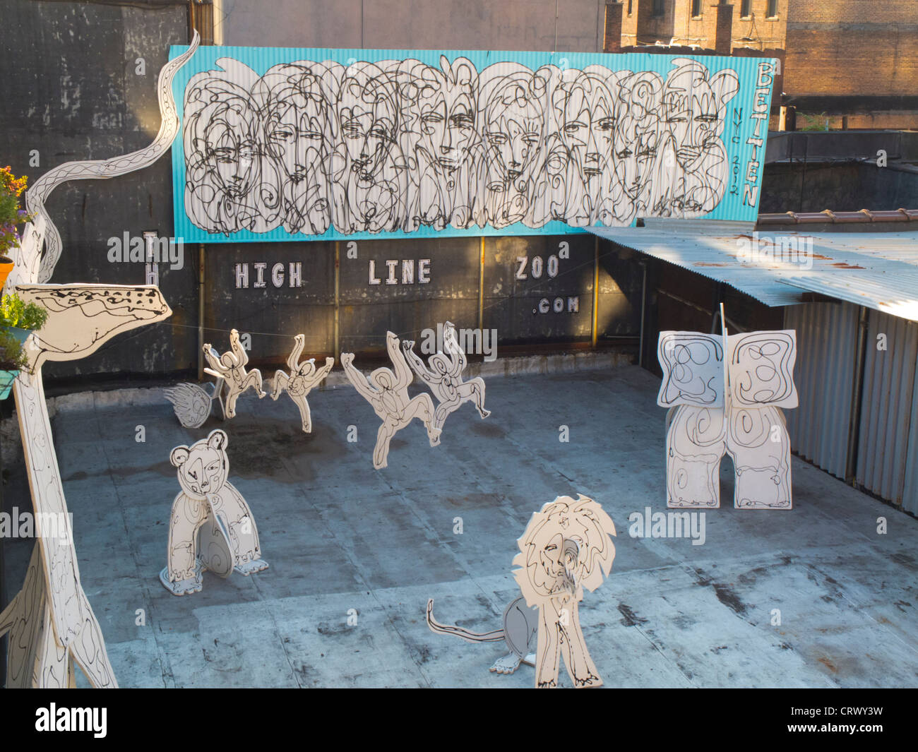 Linea alta zoo opera d'arte nella città di New York Foto Stock