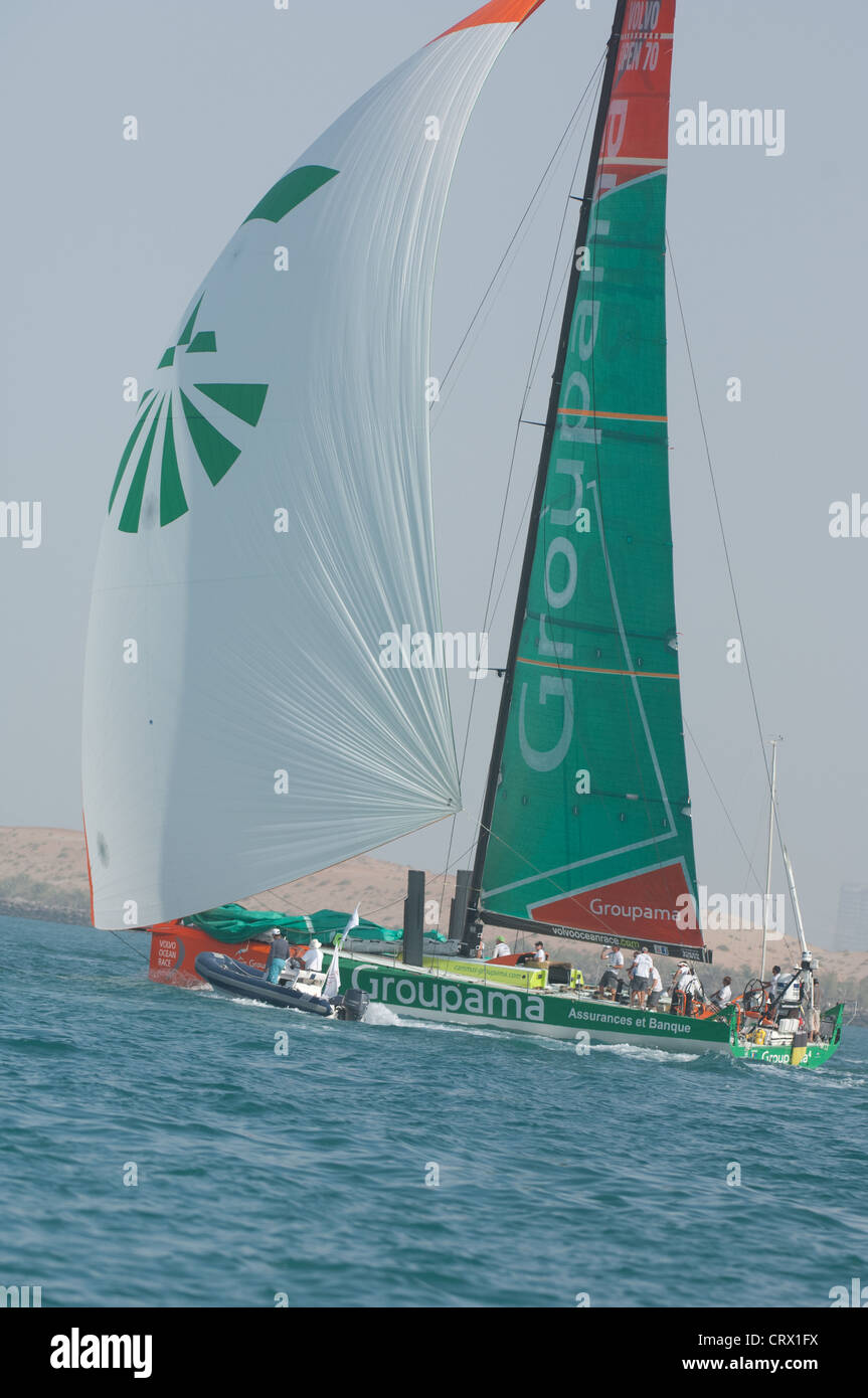 Volvo Ocean race, Abu Dhabi Emirati Arabi Uniti Gennaio 2012 Groupama team skiper Franck Cammas Foto Stock