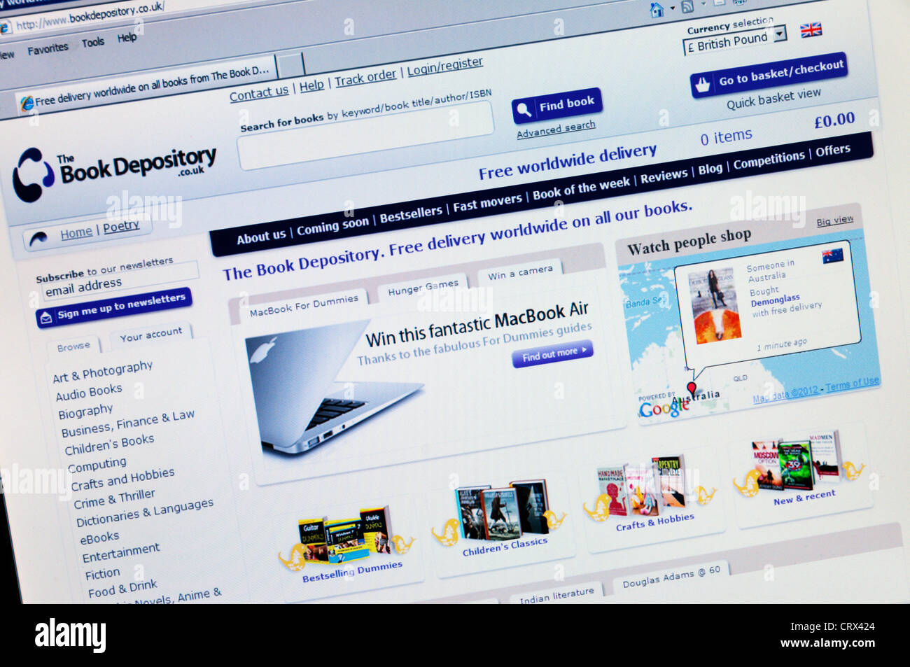 Home pagina del Book Depository sito web. Foto Stock