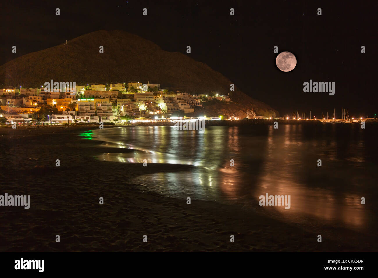 La fotografia notturna di San Jose bay in Almeria (Spagna) Foto Stock