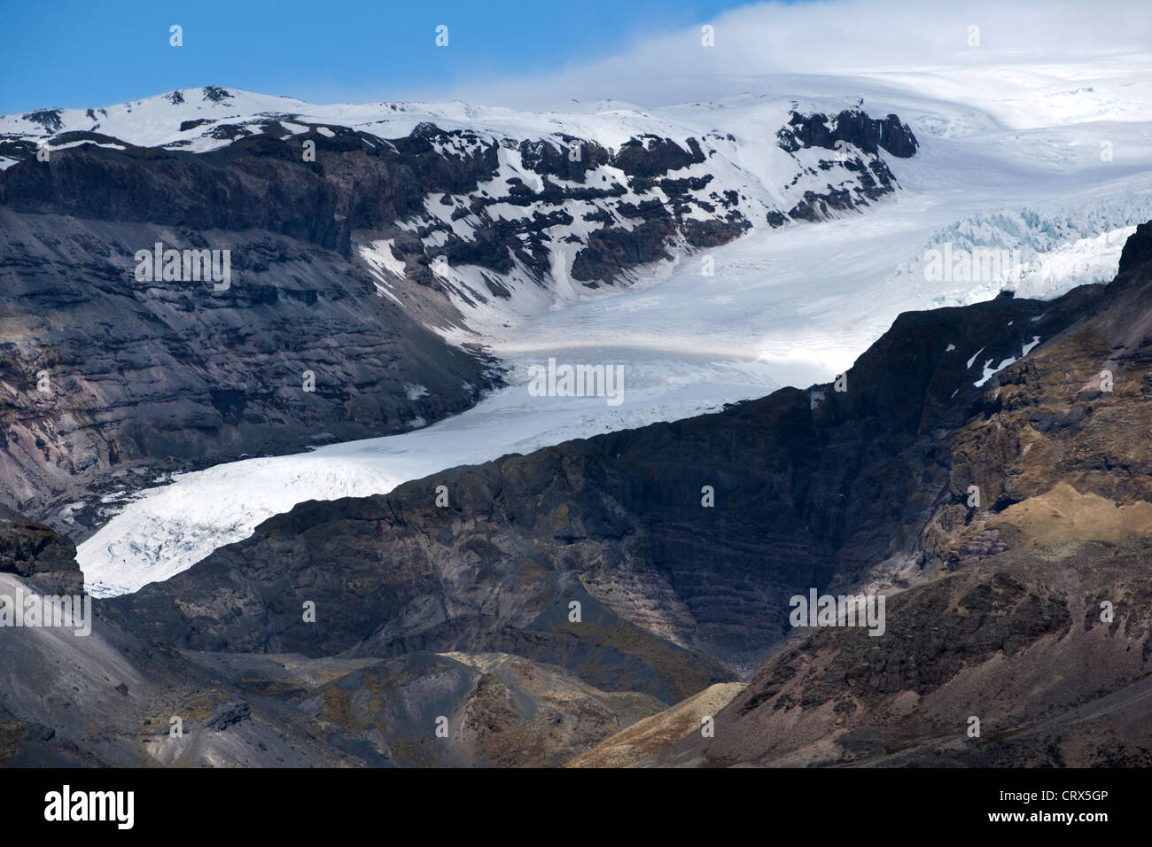 Ghiacciaio Oeraefajoekull lingua come una parte del ghiacciaio vatnajoekull, skaftafell national park, sud Islanda Foto Stock