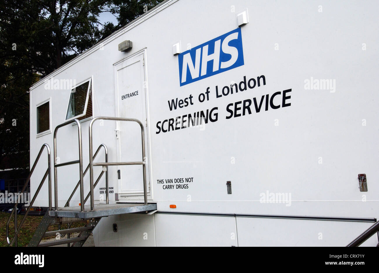 Un portatile di servizio di screening presso il Charing Cross hospital di Fulham. Foto Stock