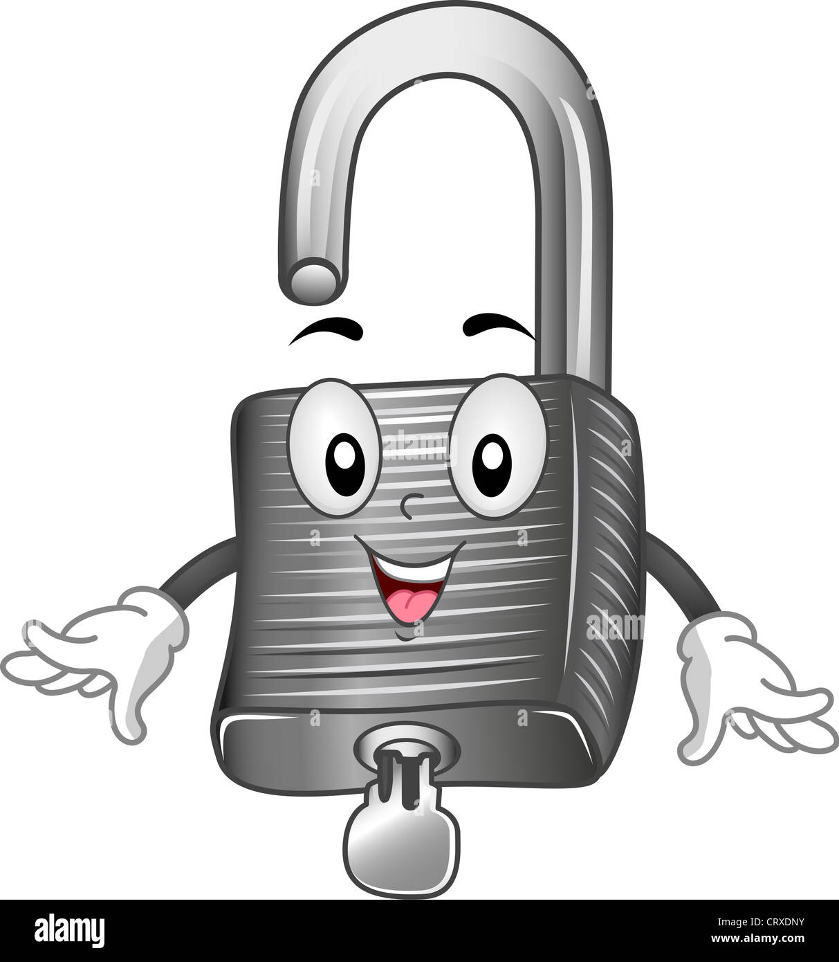 Il Mascot illustrazione con un lucchetto Foto Stock