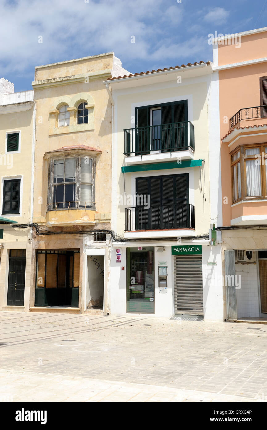 Farmacia chiusa siesta Ciutadella menorca Spagna Foto Stock