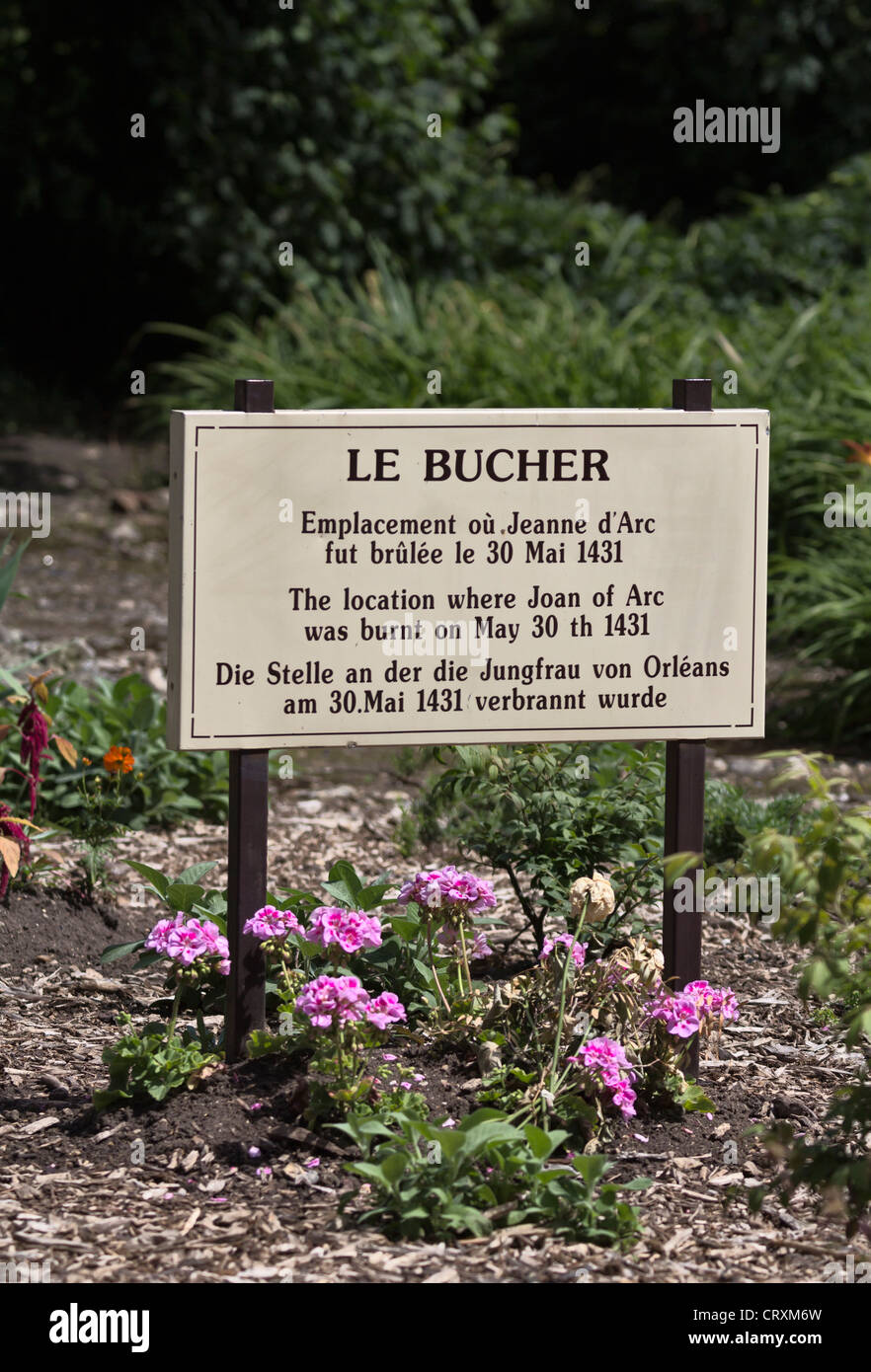 Le Bucher: il luogo dove la Giovanna d Arco fu bruciato sul rogo nel 1431, Rouen, Francia Foto Stock