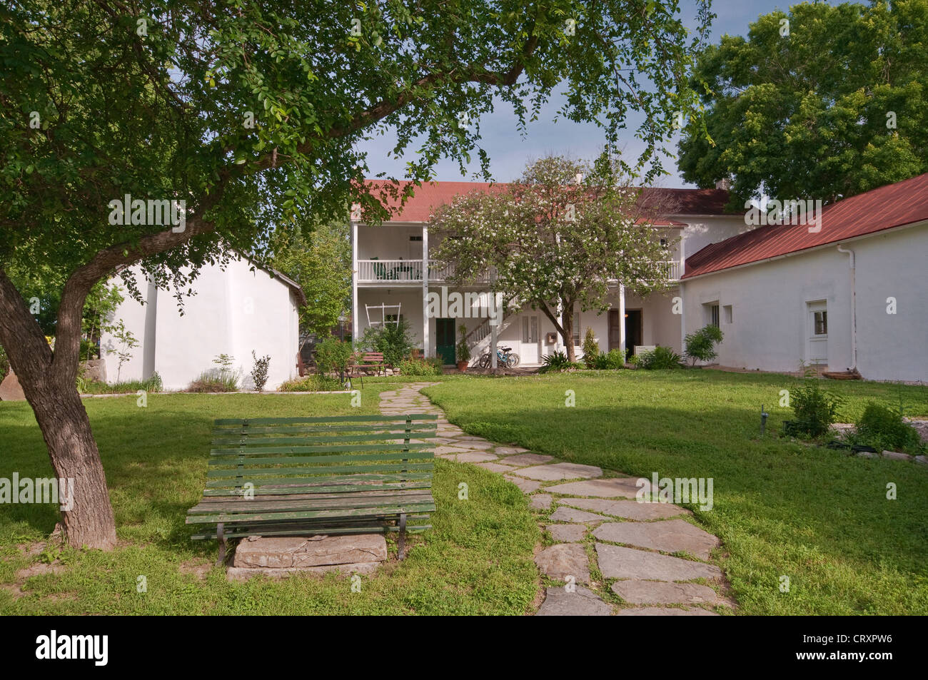 Landmark Inn, costruito nel 1850, Stato Sito Storico, bed & breakfast lodge, in Castroville, Texas, Stati Uniti d'America Foto Stock