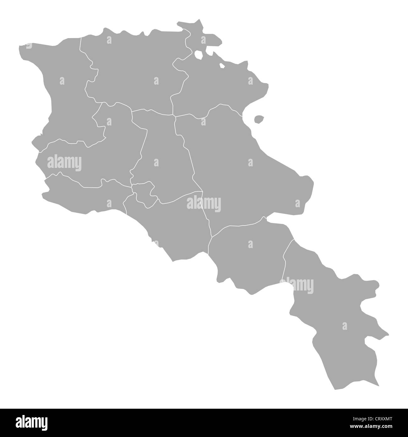Mappa politica dell'Armenia con le diverse province. Foto Stock