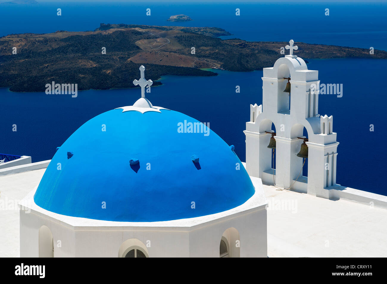 Santorini, Chiesa Ortodossa in Fira Foto Stock