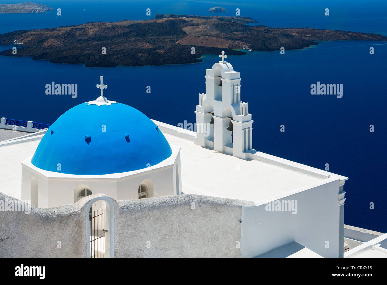 Santorini, Chiesa Ortodossa in Fira Foto Stock