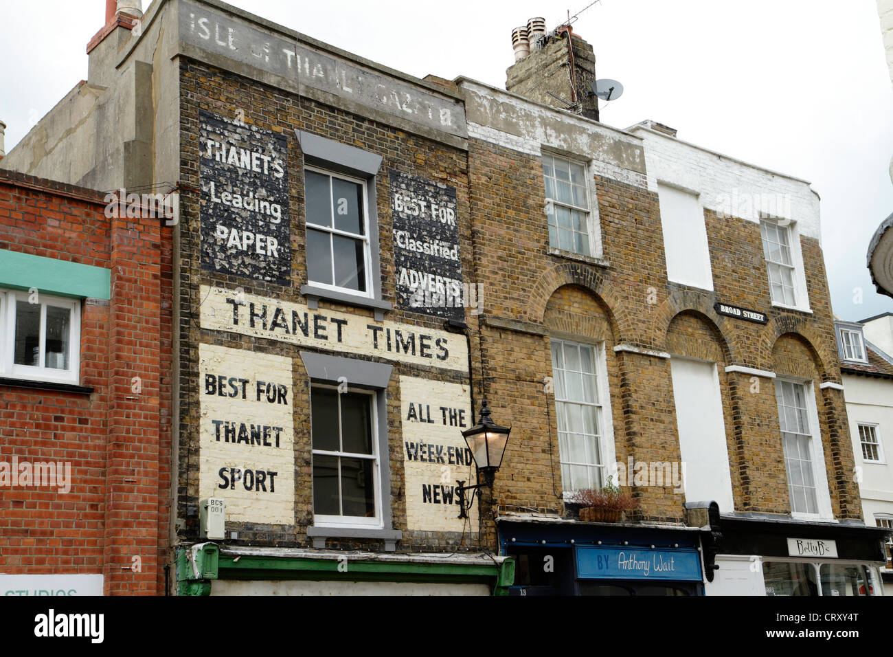 Vecchi locali di Thanet Times, Broad Street, Margate, Kent Foto Stock