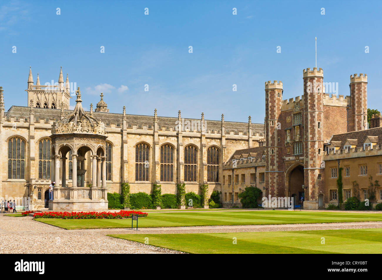 Trinity college edificio e grande corte università di Cambridge Cambridgeshire England GB UK EU Europe Foto Stock