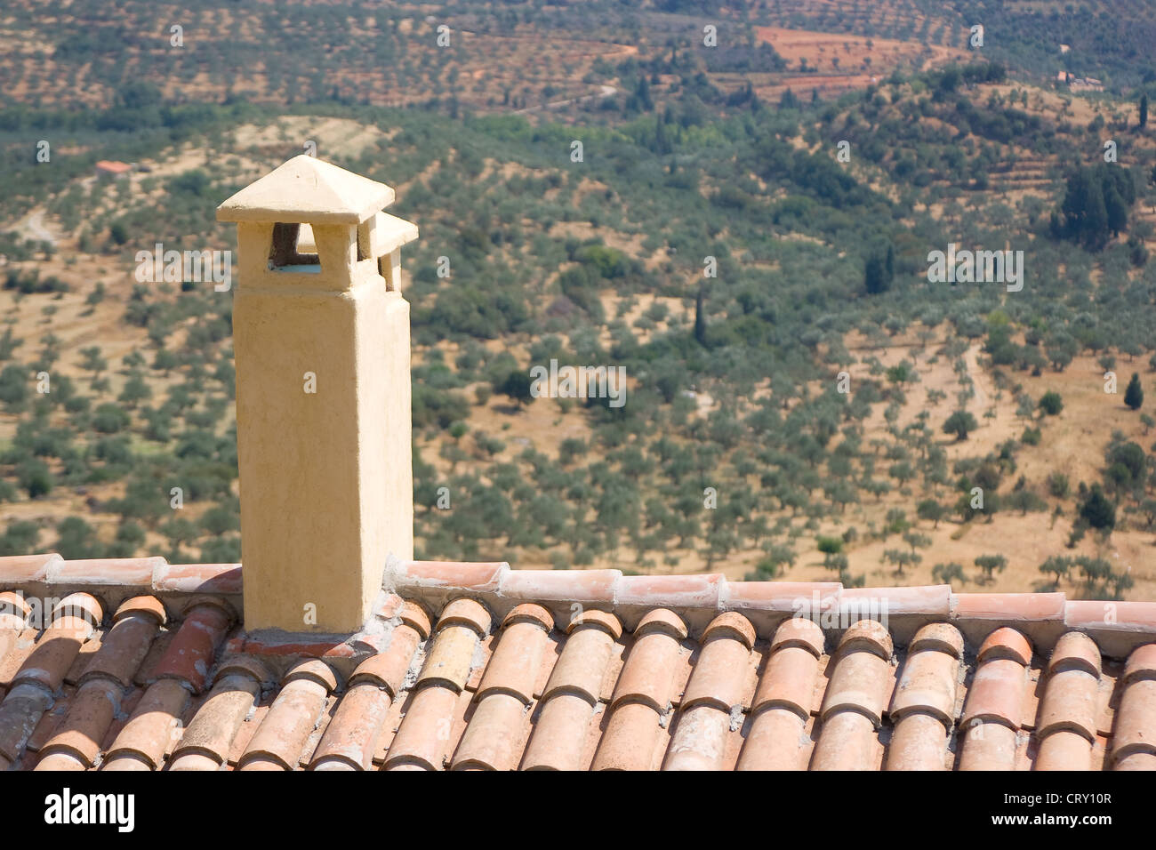 Mistra a ruderi medioevali nel Peloponneso Foto Stock