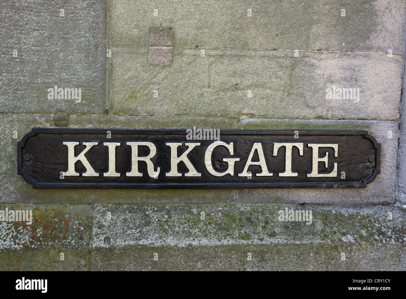 Kirkgate segno nella cittadina Scozzese di Dunfermline Foto Stock