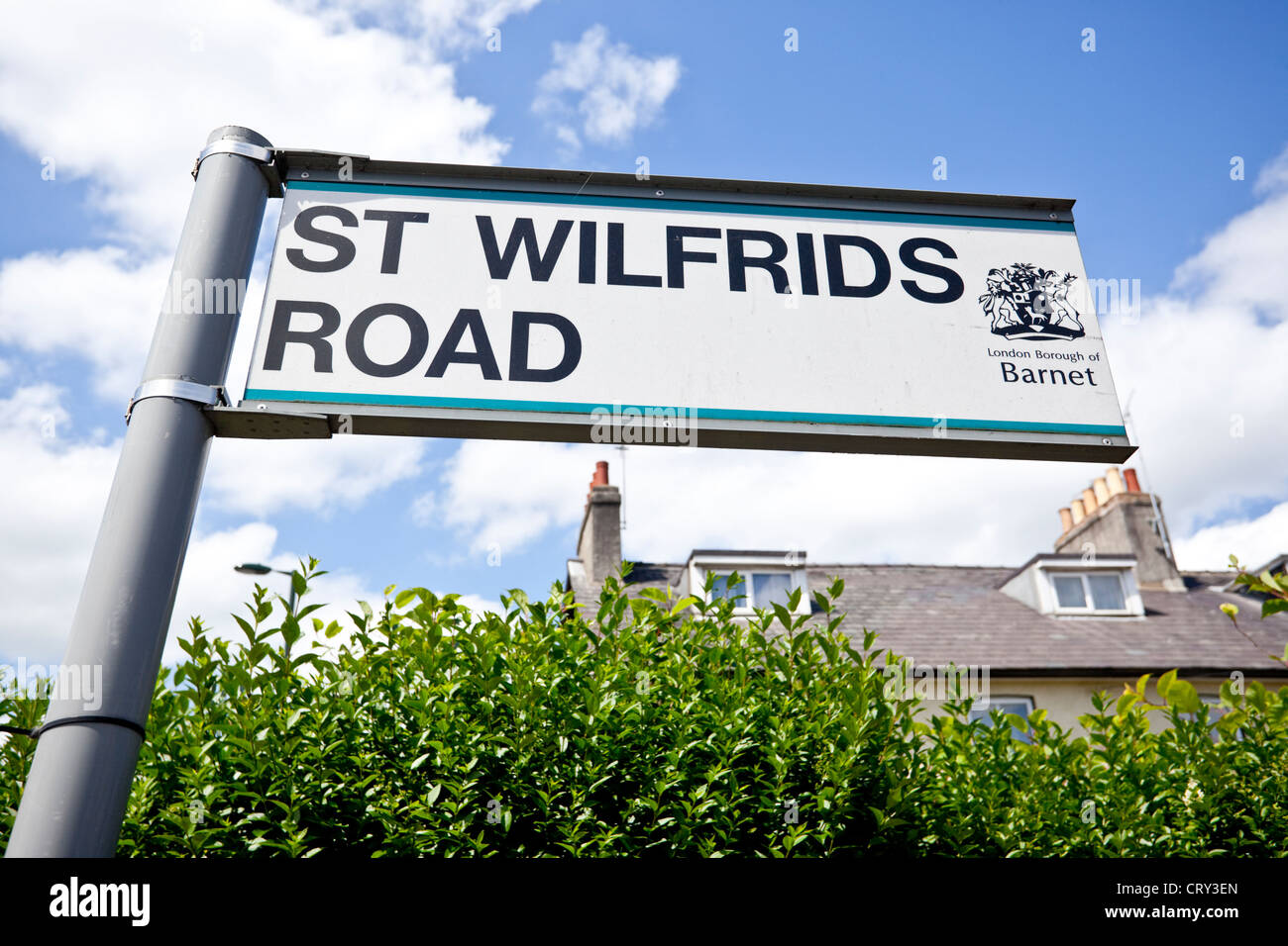 St Wilfrids cartello stradale, Barnet, Greater London, EN4, England, Regno Unito Foto Stock