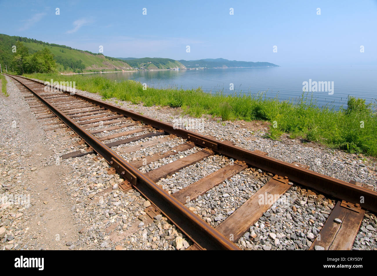 Stazione ferroviaria Circum-Baikal, il lago Baikal, Regione di Irkutsk, Siberia, Federazione russa Foto Stock