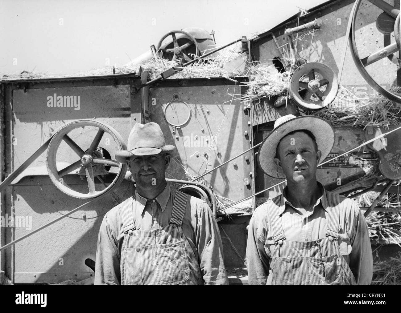 I membri della cooperativa FSA trebbiatrice, Box Elder County, Utah, 1940, da Russell Lee Foto Stock
