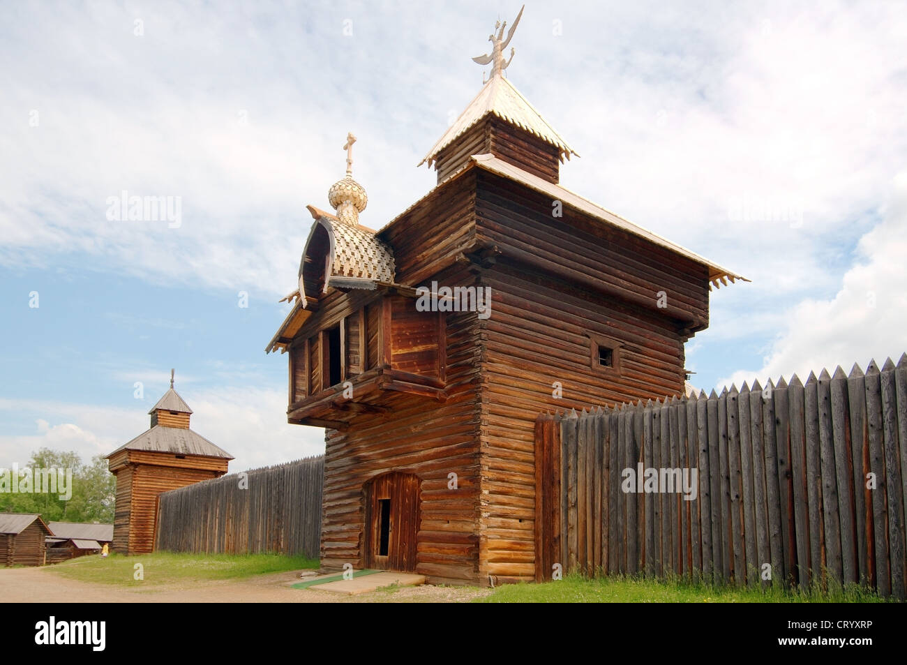 Spassky transitabile torre del carcere Ylym, 1667. "Taltsa's" (Talzy) - Irkutsk architettonico e museo etnografico. Foto Stock