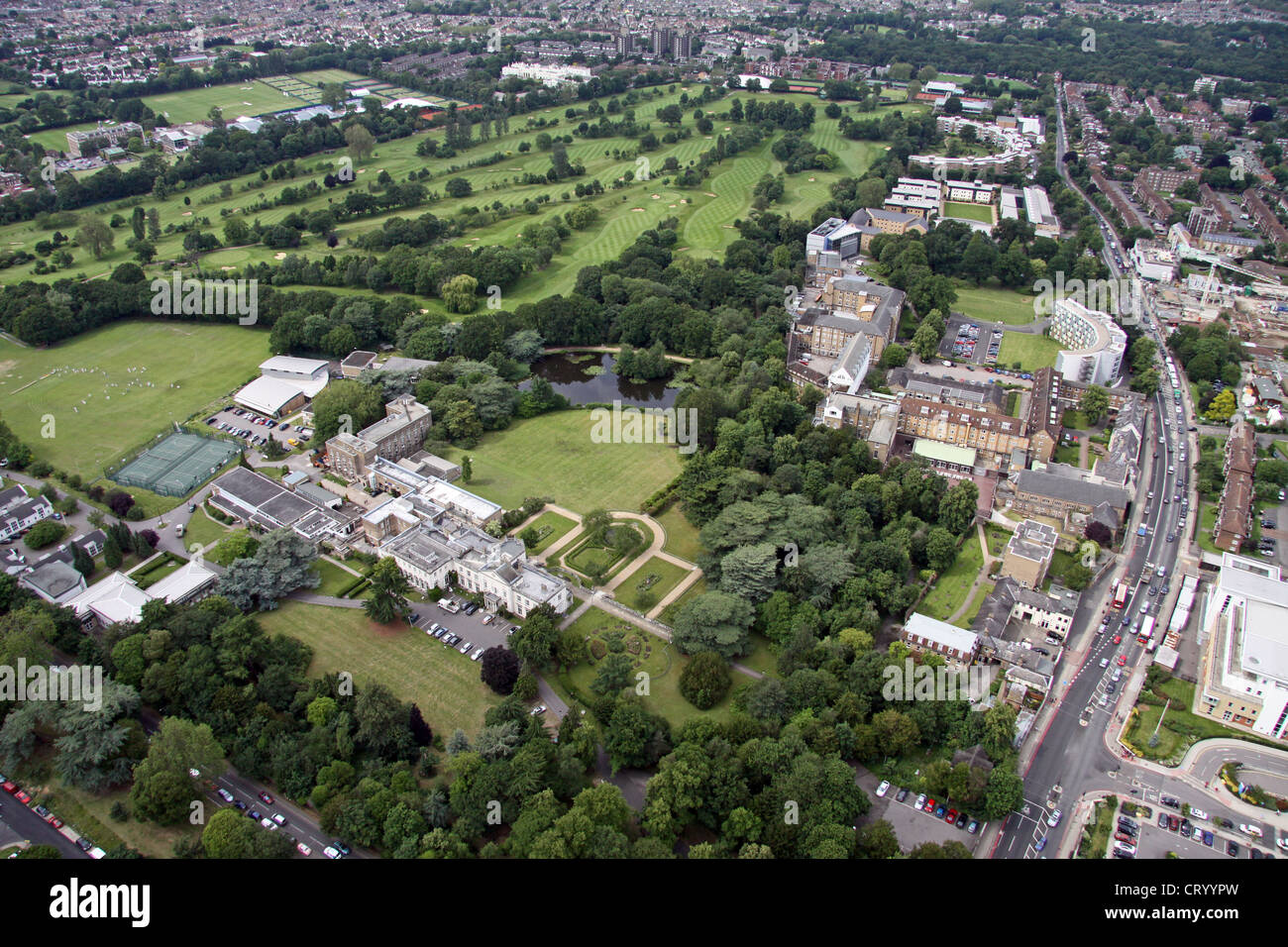 Vista aerea Roehampton University di Londra SW15 Foto Stock