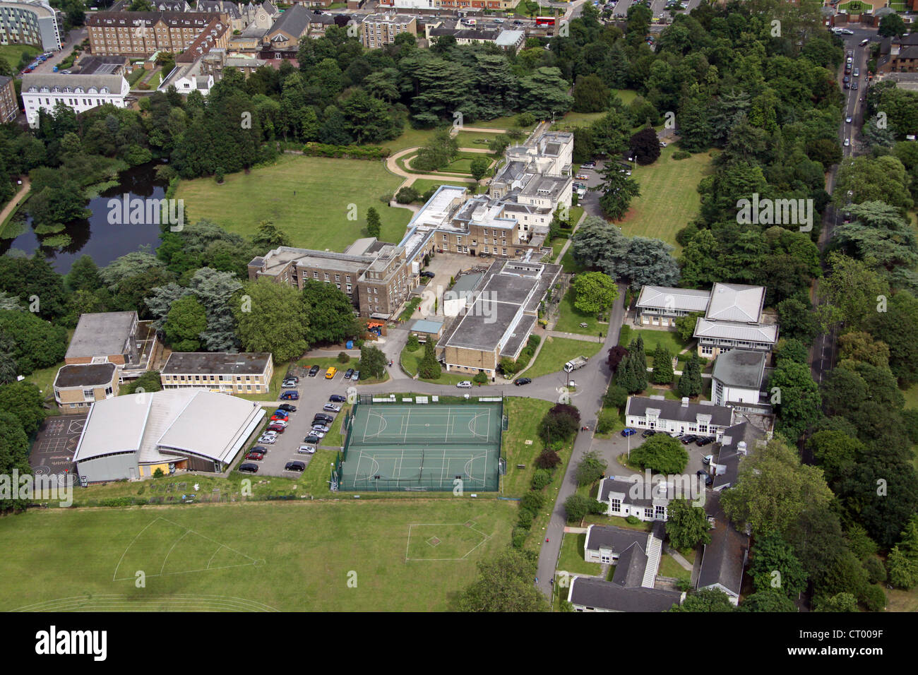 Vista aerea di Froebel College, Roehampton University di Londra SW15 Foto Stock