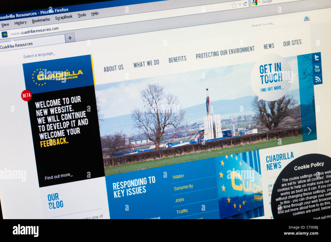 Il sito web di risorse Cuadrilla, la società che effettua fratturazione idraulica (fracking) operazioni in Lancashire. Foto Stock