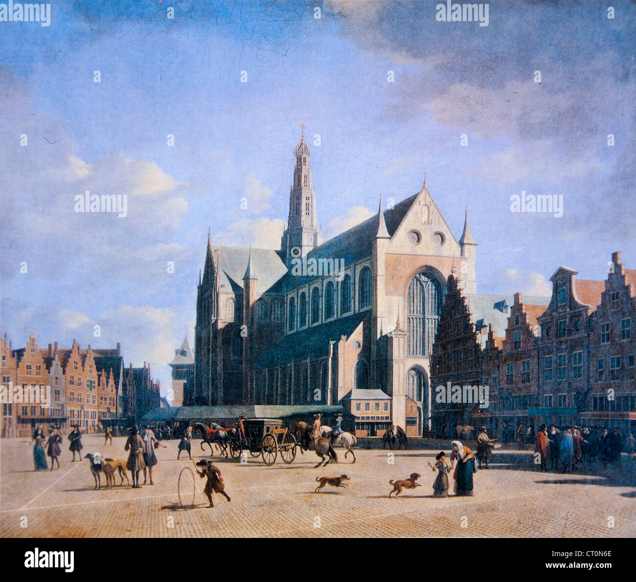 Gerrit Berckheyde, il Grote Markt e San Bavokerk, 1696. Foto Stock