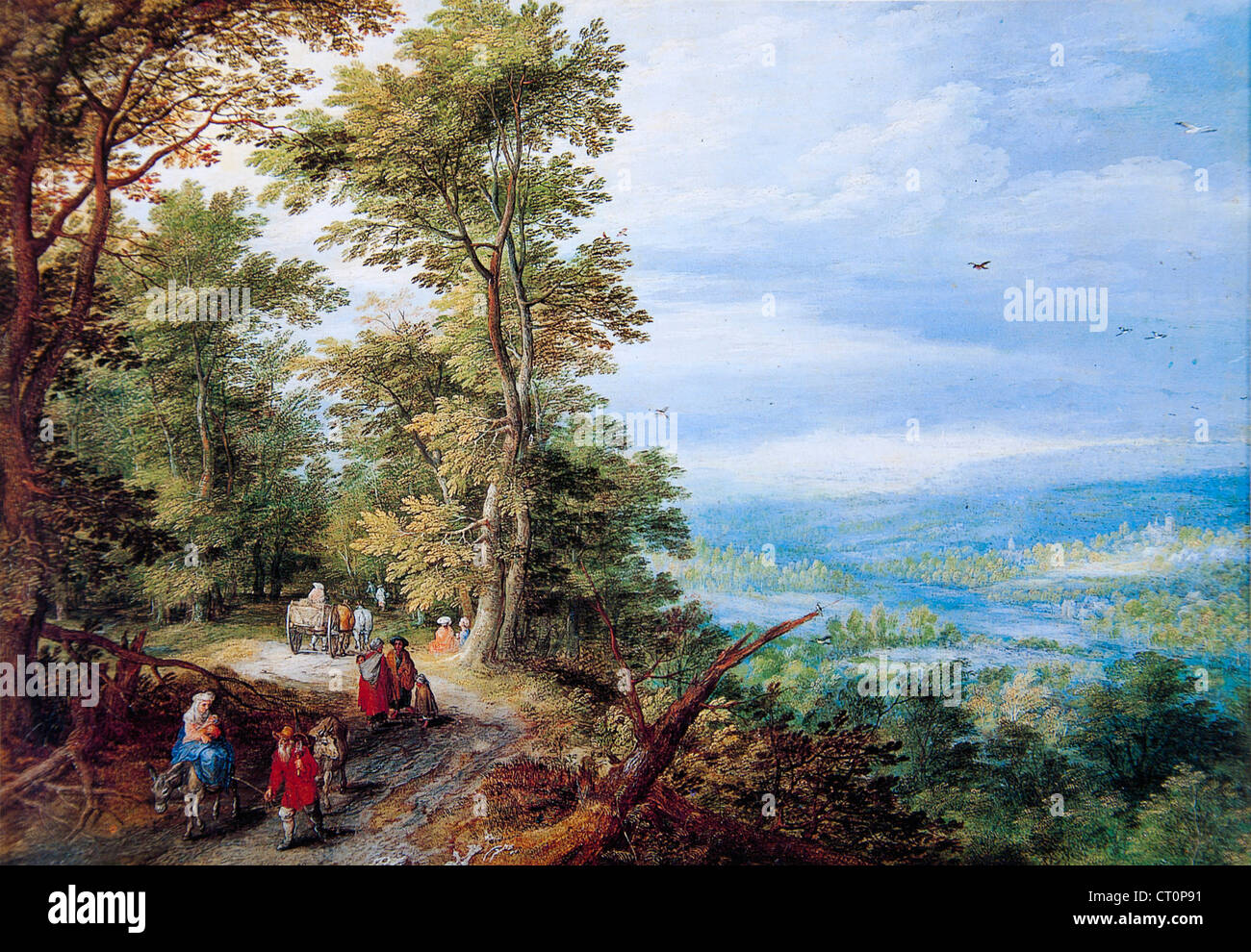Jan Brueghel il Vecchio. La foresta di bordo (fuga in Egitto) Foto Stock