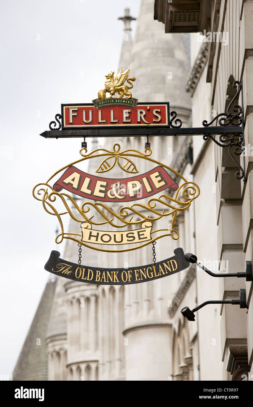 Gualchiere Ale e Pie House la vecchia banca di Inghilterra public house pub di segno Foto Stock