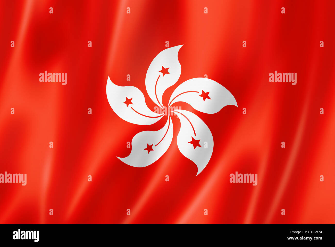 Hong Kong bandiera, tridimensionale, rendering texture satinata Foto Stock